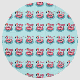 Stayin’ Afloat Funny Flamingo Pool Float Retro Beach Towel