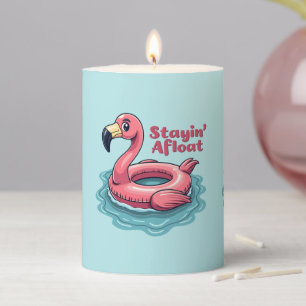 Stayin’ Afloat Funny Flamingo Pool Float Retro Pillar Candle
