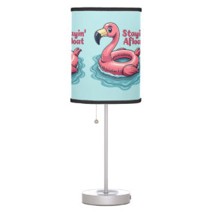 Stayin’ Afloat Funny Flamingo Pool Float Retro Table Lamp