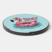 Stayin’ Afloat Funny Flamingo Pool Float Retro Wireless Charger (Front 2)