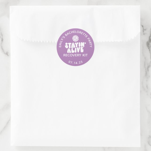 Staying Alive Disco Bachelorette Recovery Classic Round Sticker (Bag)
