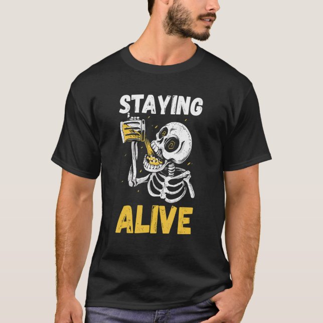 Staying Alive Halloween Costume Beer ALl Saint's E T-Shirt (Front)