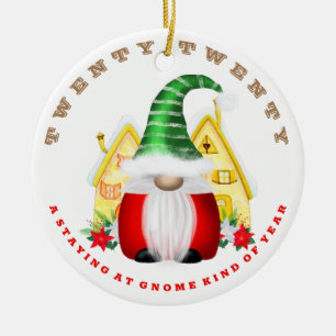 Staying Gnome Kind of Year 2020 Cute Christmas Ceramic Ornament