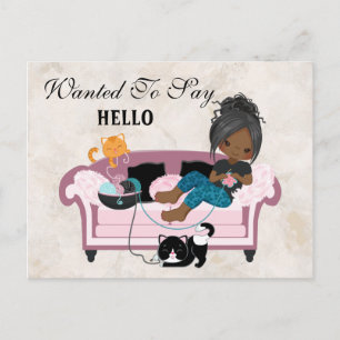 Staying Home Knitting Postcard