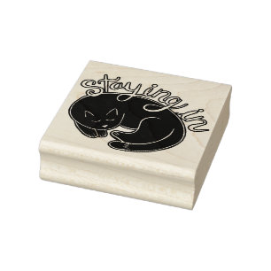 Staying in Cat Rubber Stamp