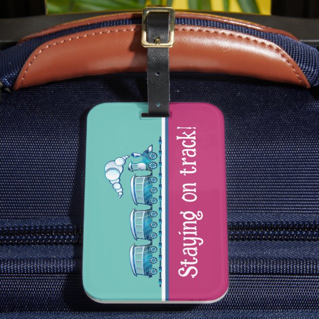 "Staying on Track!" Luggage Tag (Front Insitu 2)