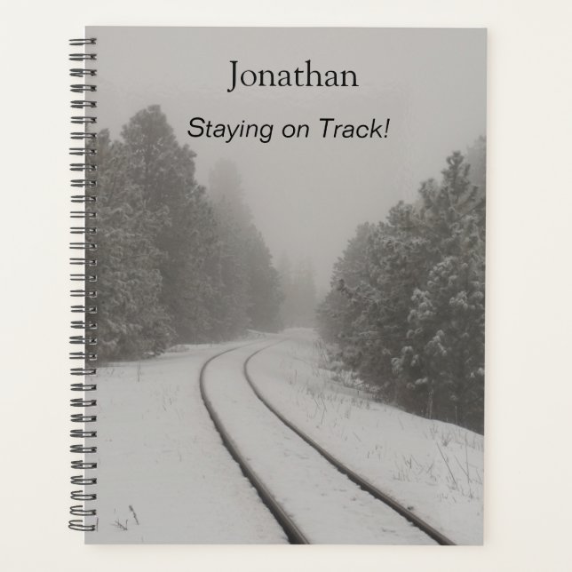 Staying on Track Personalized Train Tracks Photo Planner (Front)