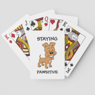 Staying Pawsitive Cute Puppy Funny Dog Pun Poker Cards