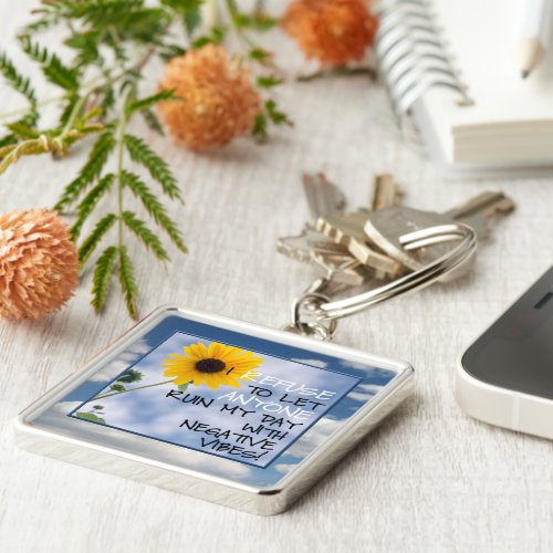 Staying Positive Text With A Sunflower In The Sky Keychain