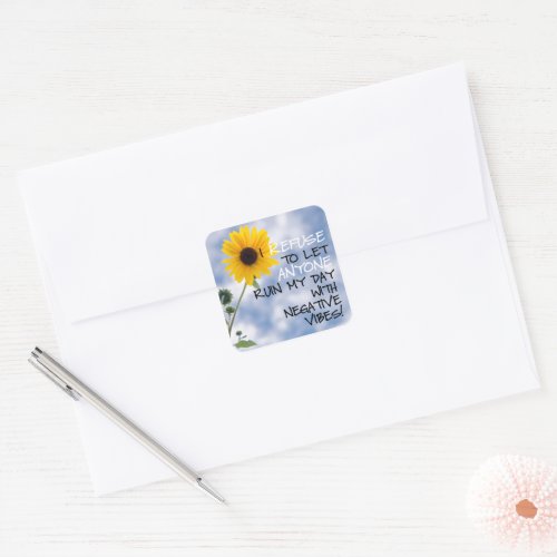 Staying Positive Text With A Sunflower In The Sky Square Sticker