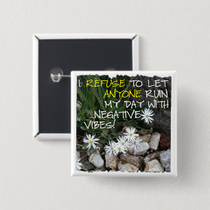 Staying Positive Text With White Daisies Button