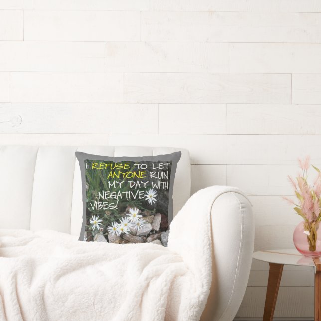 Staying Positive Text With White Daisies Throw Pillow (Couch)