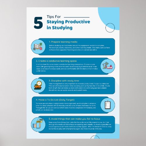  Staying Productive in Studying infographic  Poster