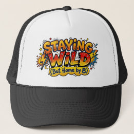 Staying Wild But Home by 8 Comic Pop Art Trucker Hat