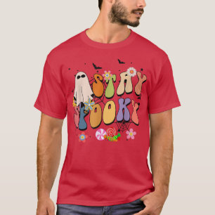 Stays Spooky Retro Groovy Ghost Floral Happy Hallo T-Shirt