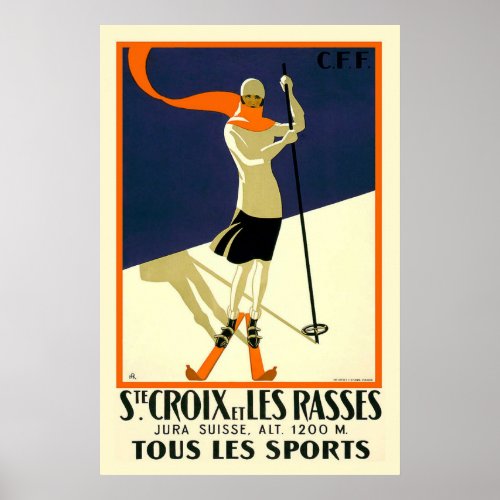 Ste Croix et Les Rasses Swiss Vintage Travel Poster