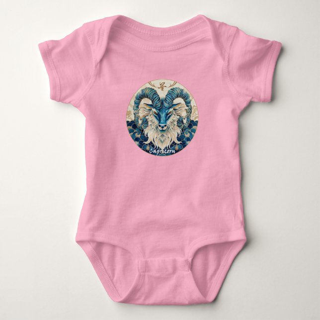Steadfast Capricorn: Conqueror of Cosmic Heights Baby Bodysuit (Front)