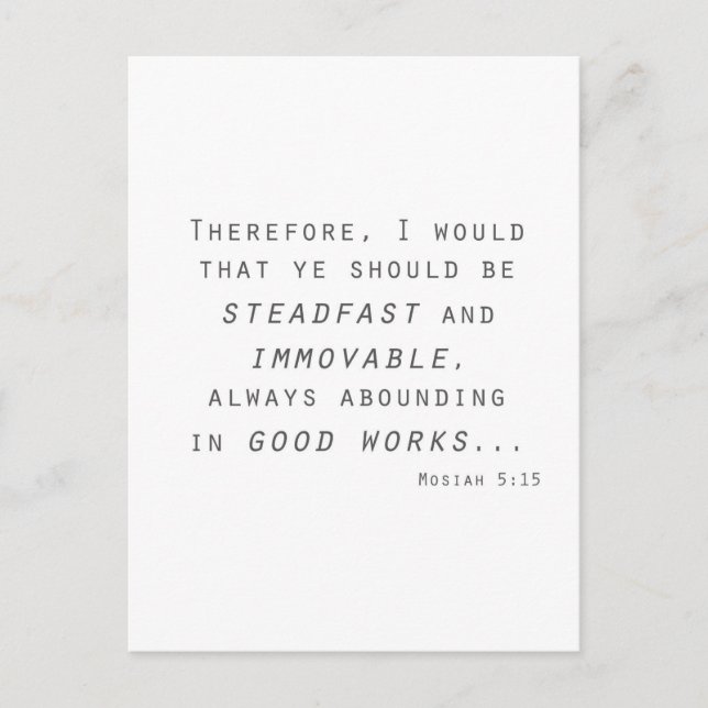 steadfast immovable mosiah lds scripture postcard (Front)