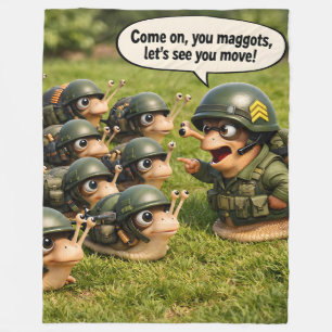 Steady army snail drill Sergeant fleece blanket