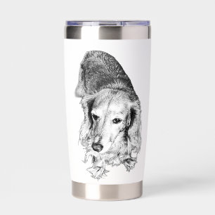 Steady Gaze, Slow Sips – Long-Haired Dachshund Insulated Tumbler