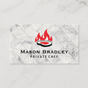 Steak and Fire Logo Marble Tile Background Business Card