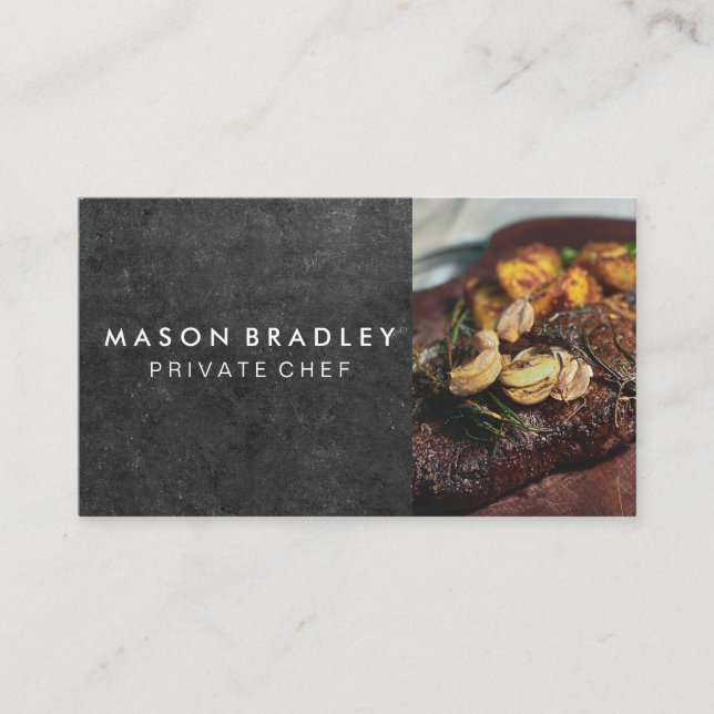 Steak and Mushrooms | Chef | Culinary  Business Card (Front)
