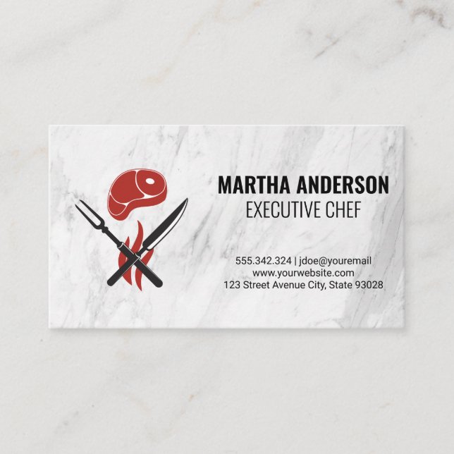 Steak and Serving Utensils Business Card (Front)