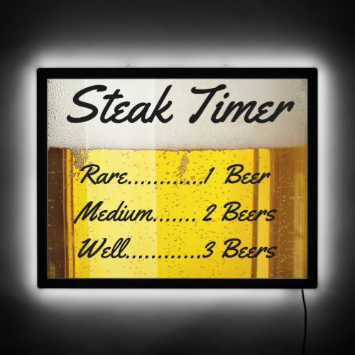 Steak  Beer Timer Light  Funny Bar LED Sign