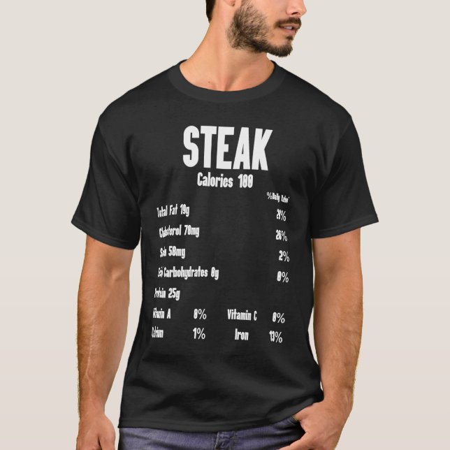 Steak Calories Raw Steak Meat Food Beef Cow Grilli T-Shirt (Front)