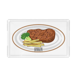 Steak cartoon illustration acrylic tray