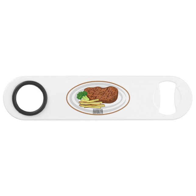 Steak cartoon illustration bar key (Front (Horizontal))