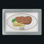 Steak cartoon illustration belt buckle<br><div class="desc">Steak cartoon illustration</div>