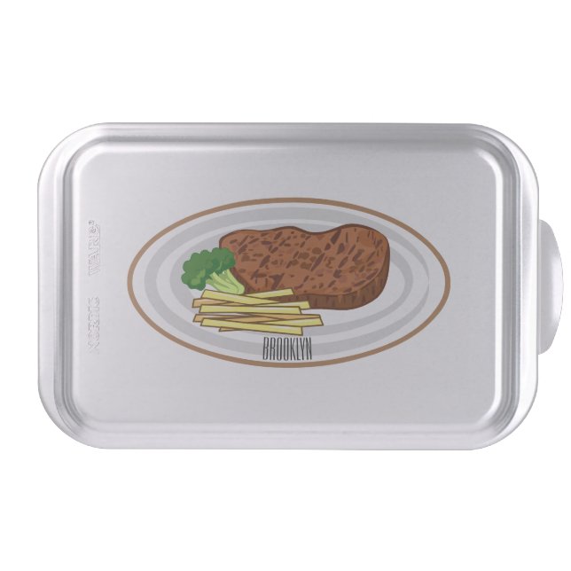 Steak cartoon illustration cake pan (Front)