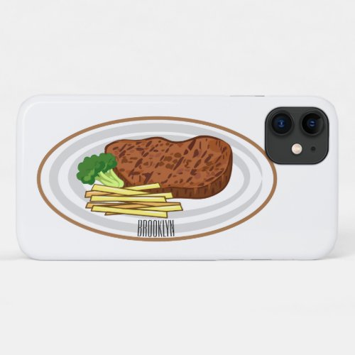Steak cartoon illustration iPhone 11 case