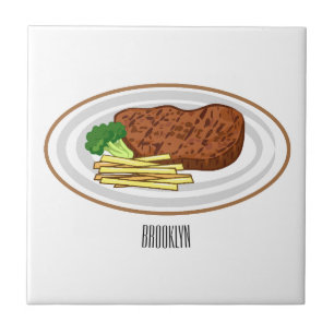 Steak cartoon illustration ceramic tile