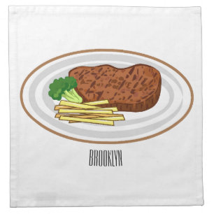 Steak cartoon illustration cloth napkin