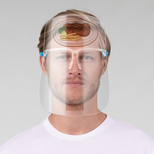 Steak cartoon illustration face shield (Insitu)