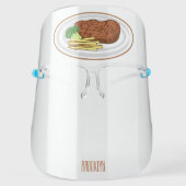 Steak cartoon illustration face shield (Front)