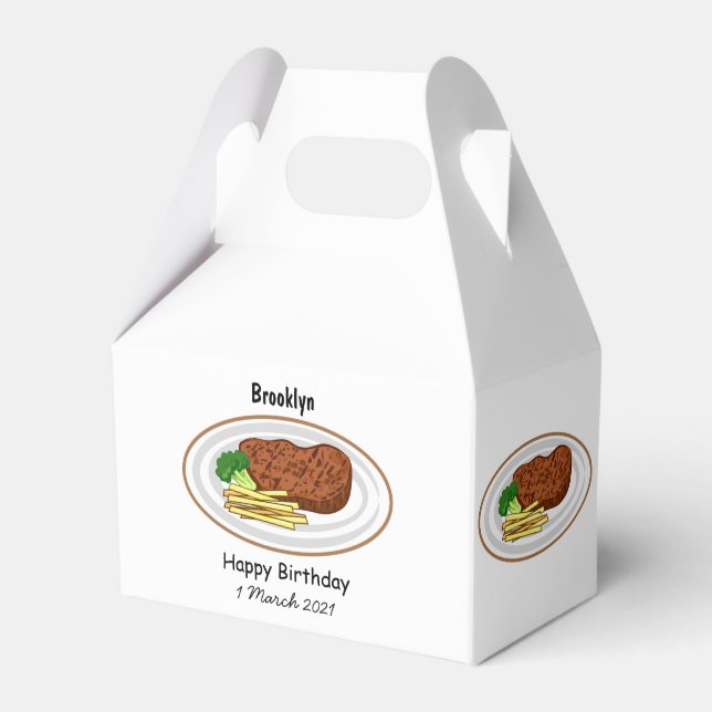 Steak cartoon illustration favor boxes (Front Side)
