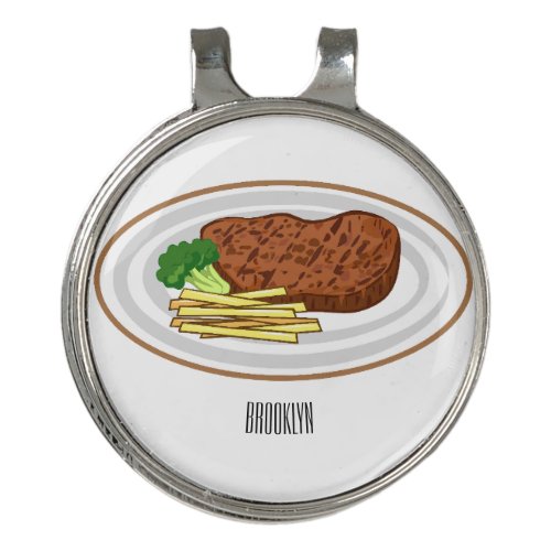 Steak cartoon illustration golf hat clip