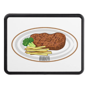 Steak cartoon illustration hitch cover
