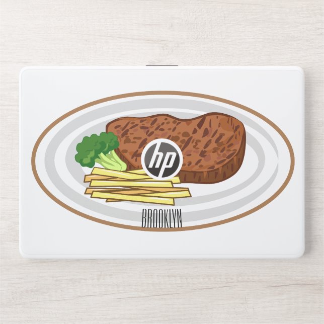 Steak cartoon illustration HP laptop skin (Front)