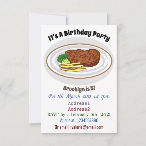 Steak cartoon illustration invitation