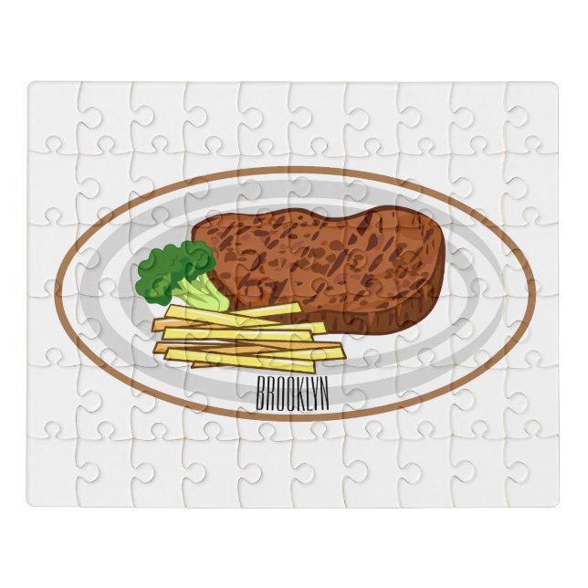 Steak cartoon illustration jigsaw puzzle (Puzzle Horizontal)