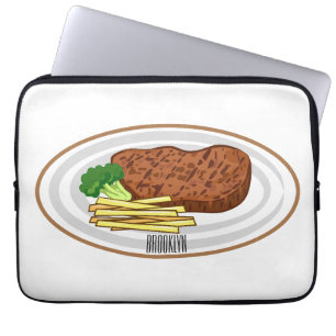 Steak cartoon illustration laptop sleeve