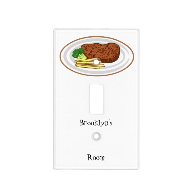 Steak cartoon illustration light switch cover (Front)