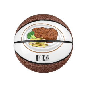 Steak cartoon illustration mini basketball
