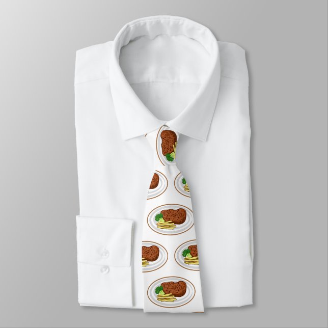 Steak cartoon illustration neck tie (Tied)