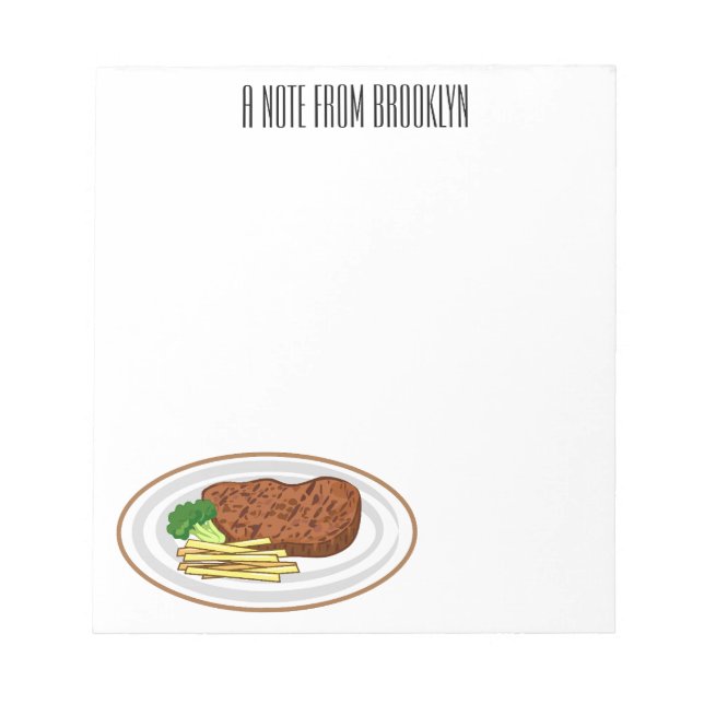 Steak cartoon illustration notepad (Front)