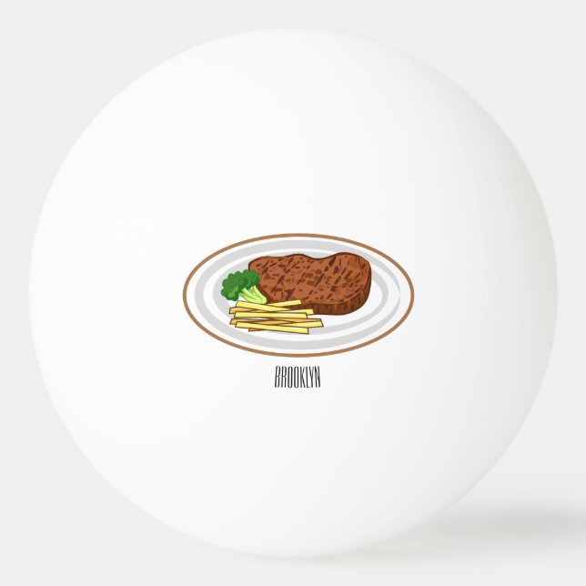 Steak cartoon illustration ping pong ball (Front)